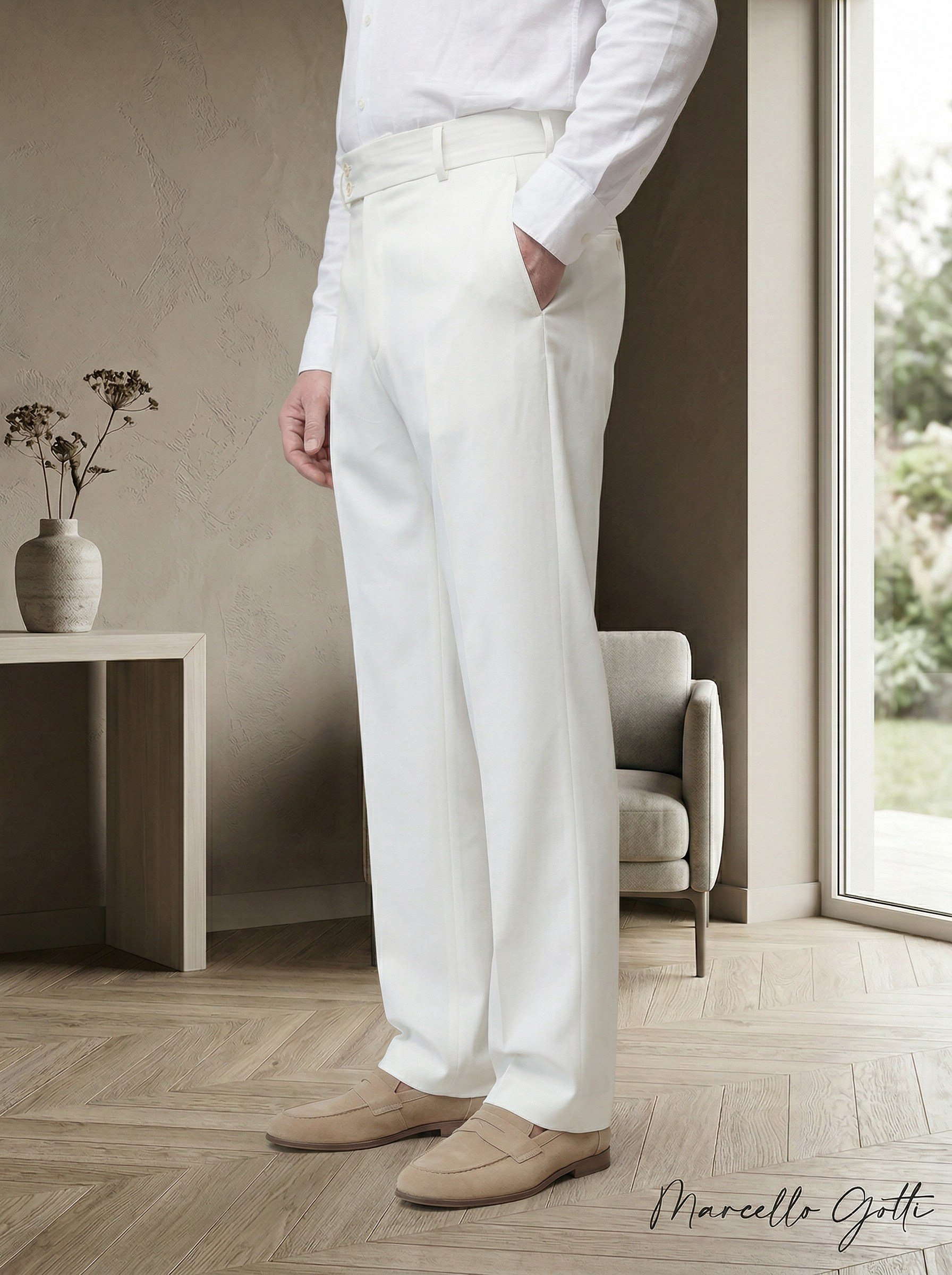 Генерация имиджевого контента для белых брюк