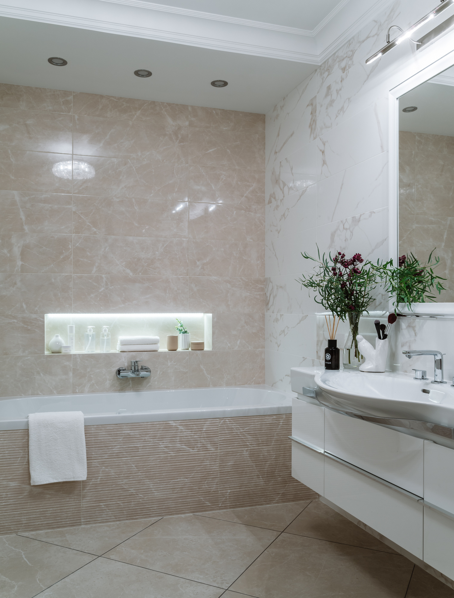 Ванная в мягких оттенках