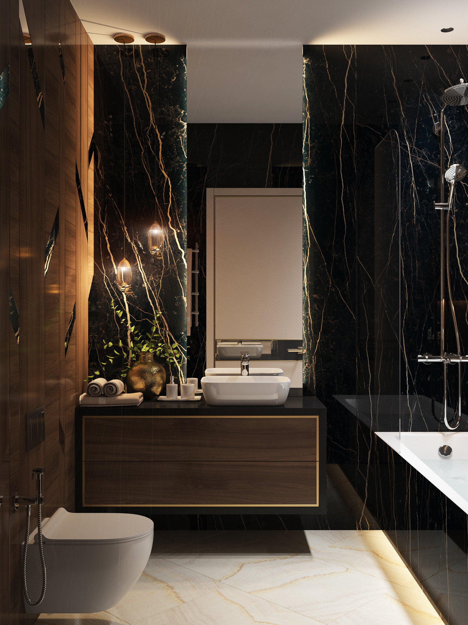 Черный мрамор в санузле