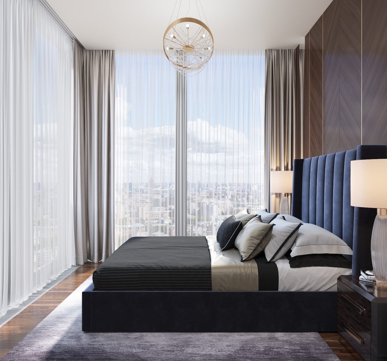 Спальня с панорамными окнами