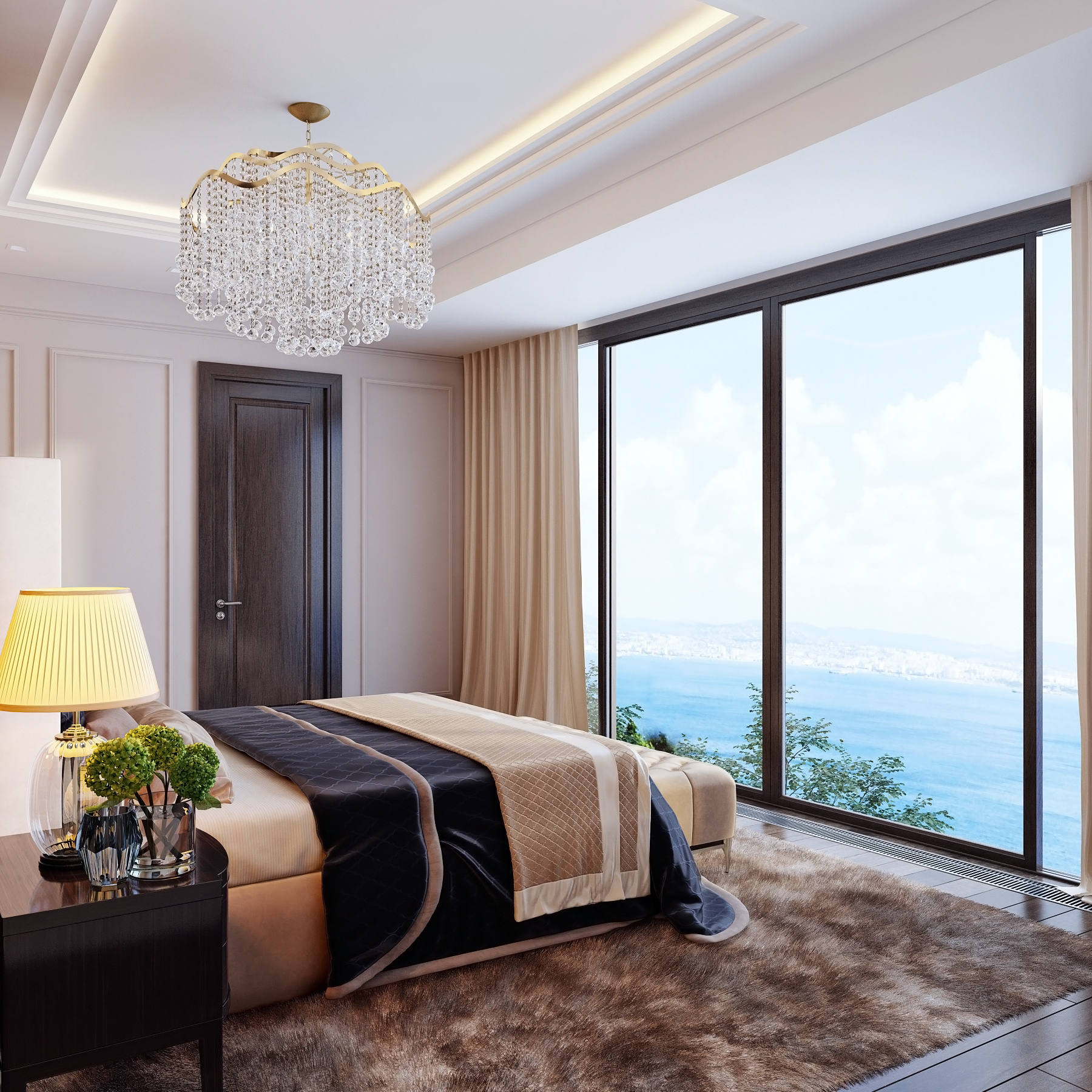 Спальня с видом на море