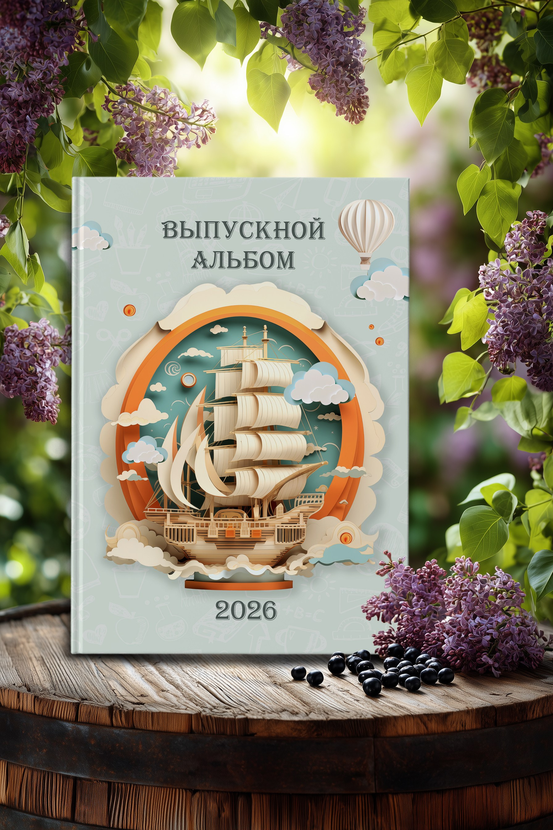 Мокап «Сирень и ежевика». Шаблоны и дизайны выпускных альбомов и фотокниг