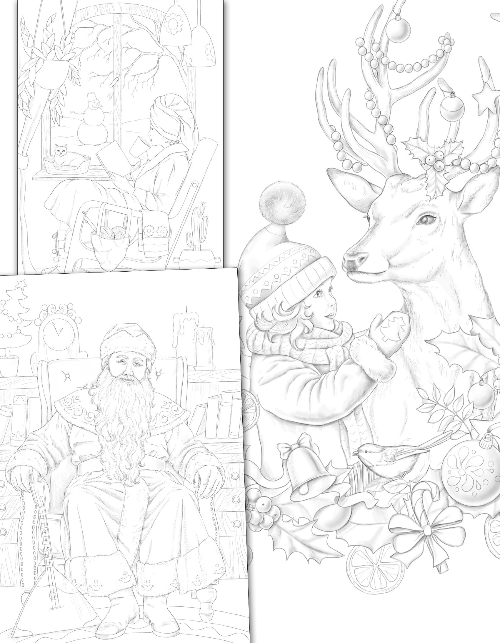 Зимняя раскраска Алёны Лазаревой. Раскраски Алёны Лазаревой