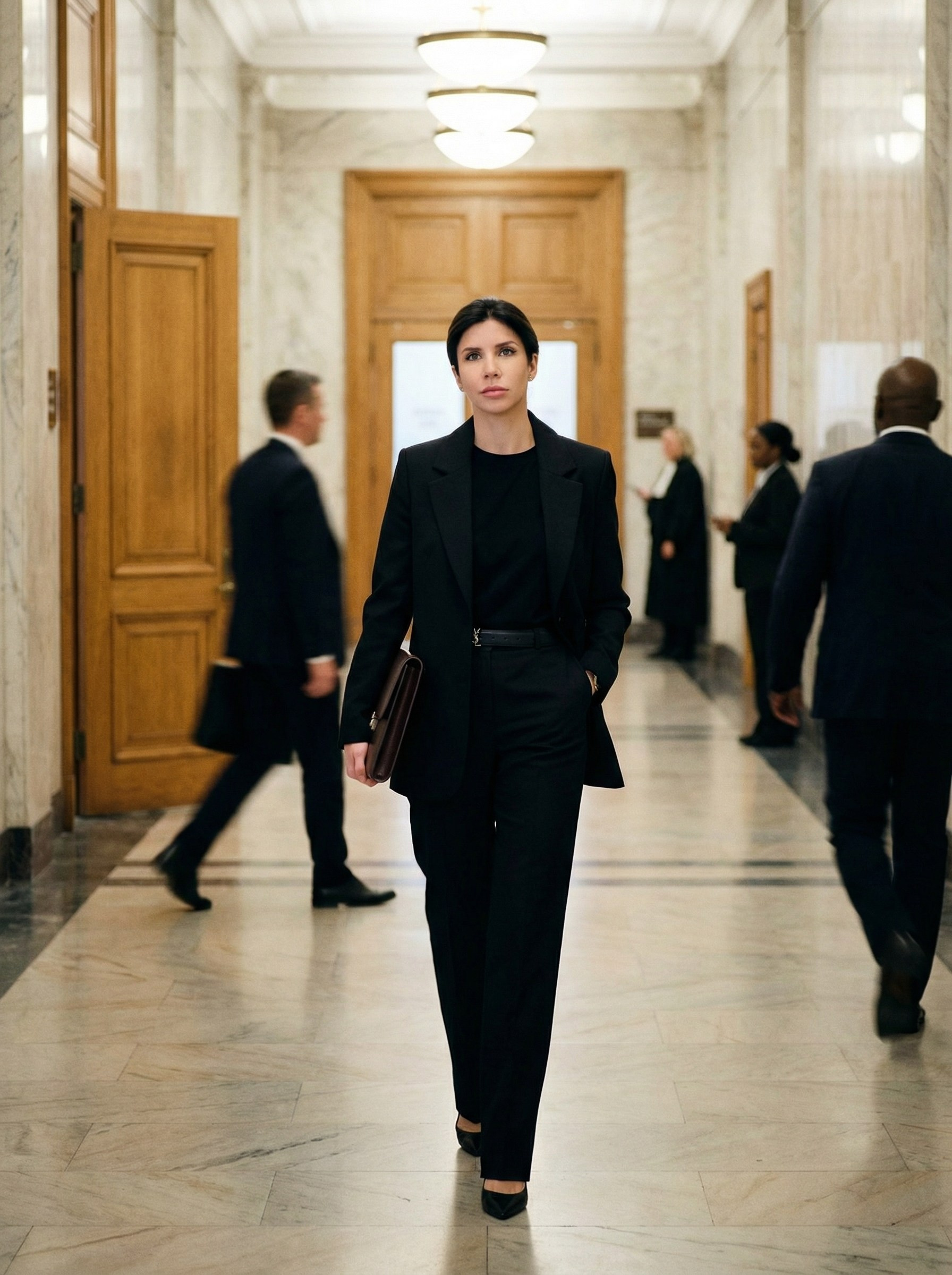 ИИ фотосессия для адвоката в интерьере суда — имиджевый деловой кадр для соцсетей и профессиональных публикаций