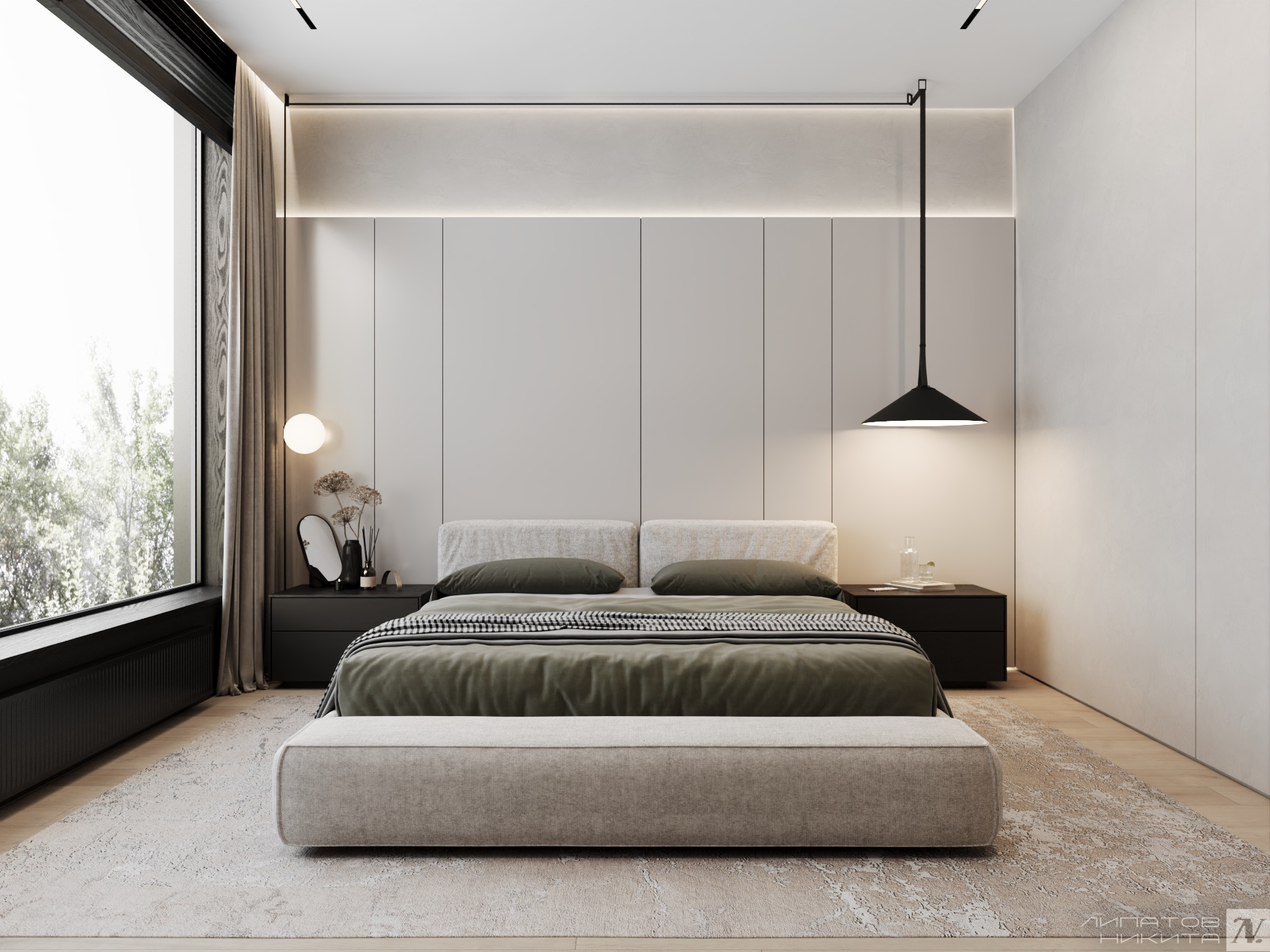 Проект коттеджа в стиле теплый минимализм. Дизайнер интерьера Липатов Никита. Москва