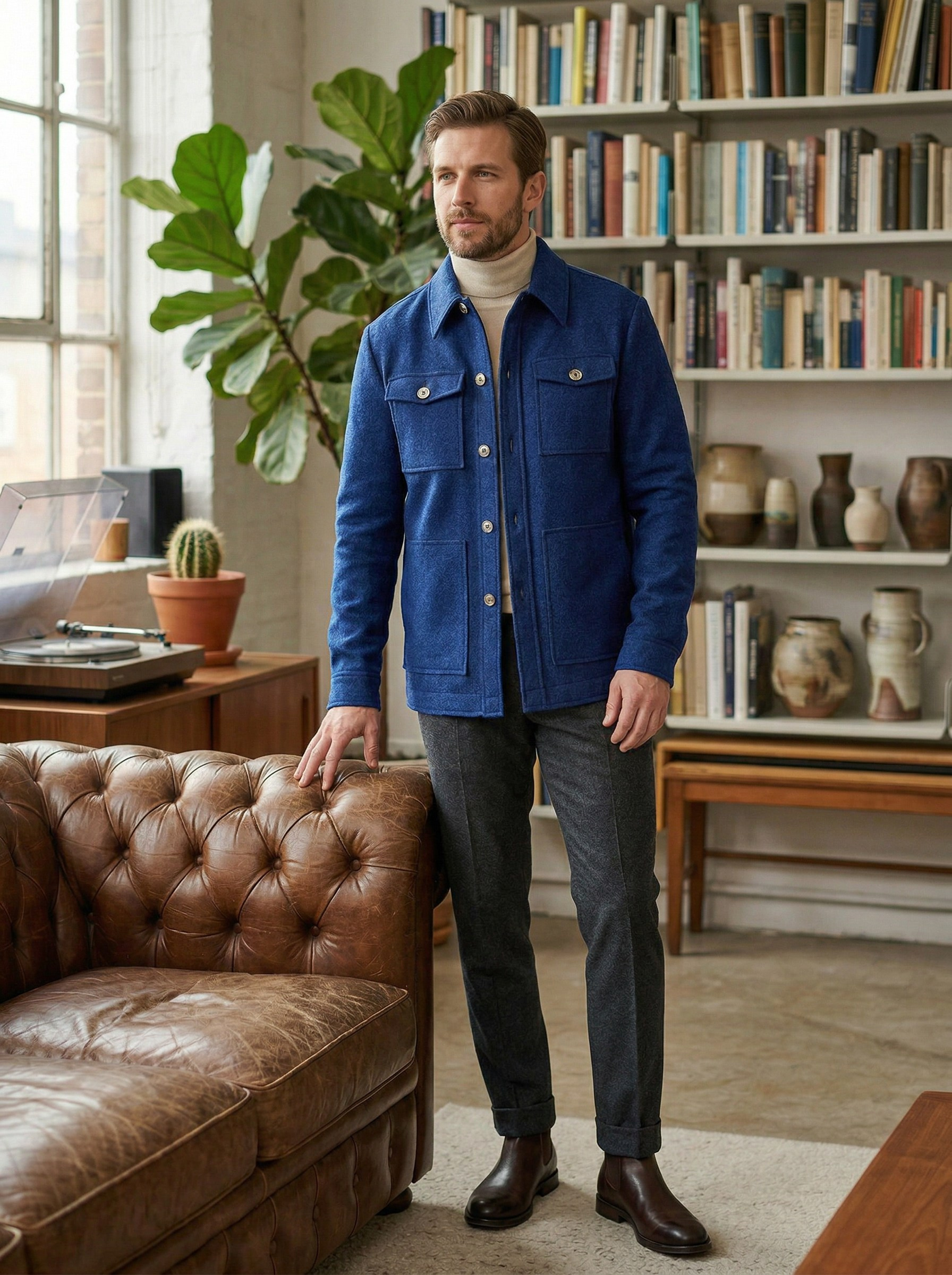 Генерация фото в интерьере для шерстяной рубашки-куртки