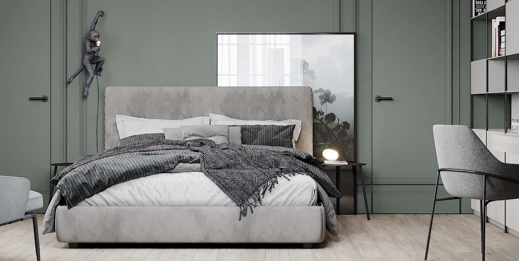 современные дизайны комнат для подростков, интерьер спальни в современном стиле, интерьер спальни с рабочим местом, интерьер спальни в загородном доме, дизайн интерьера загородного дома