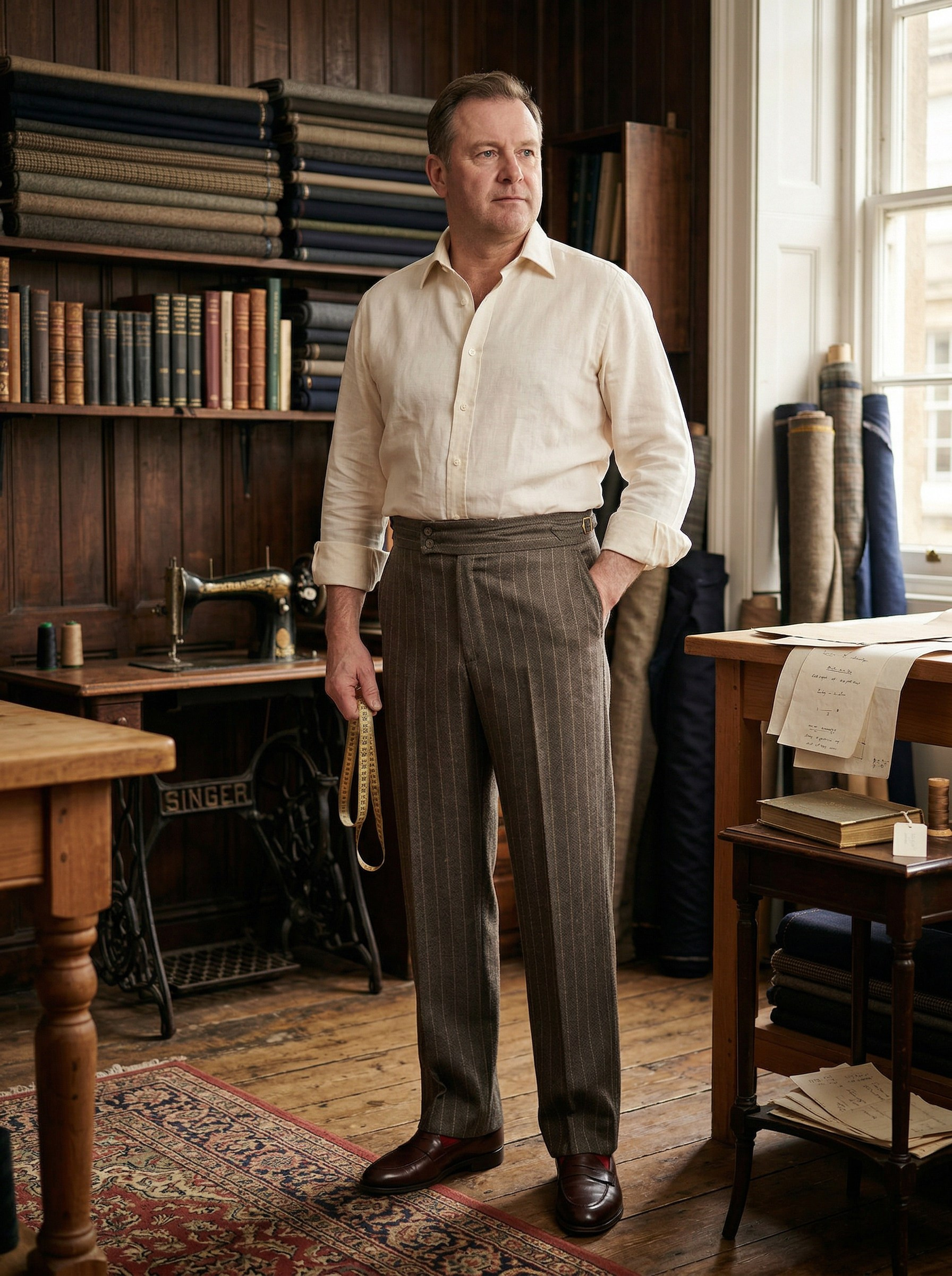 Генерация карточки товара для черных брюк на интерьерной локации