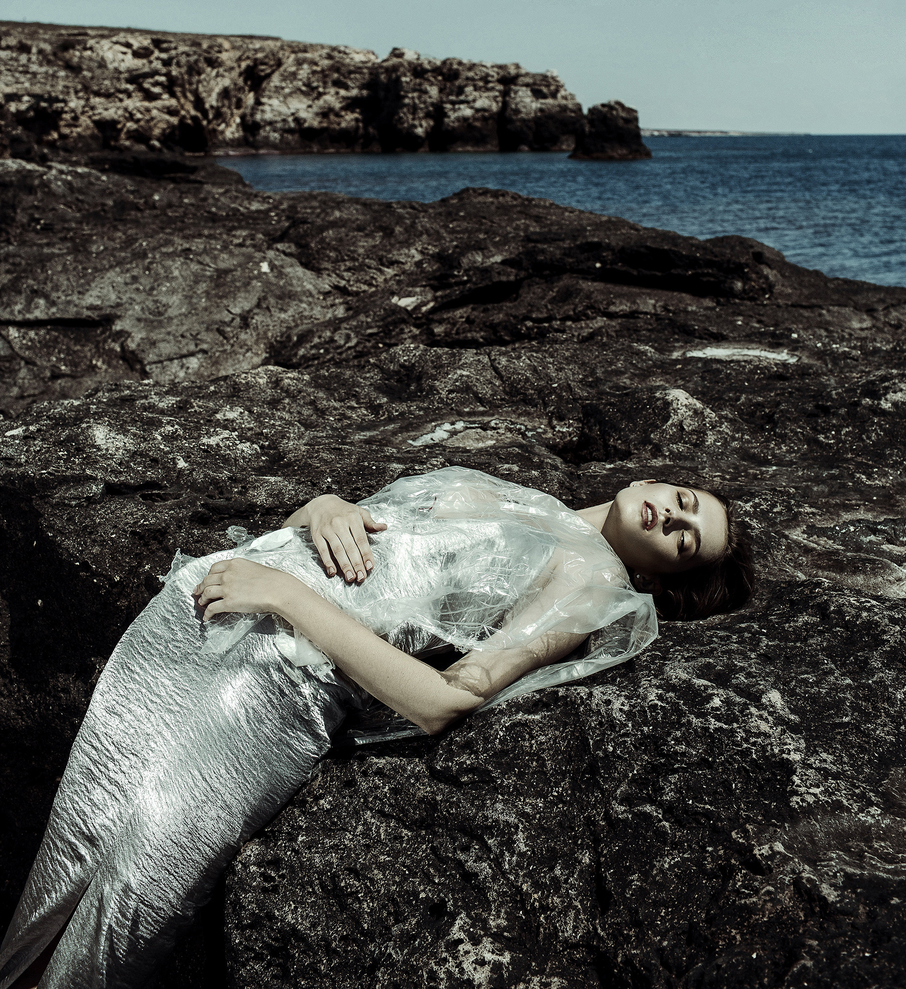 Fashion photo shoot on the rocks in Crimea