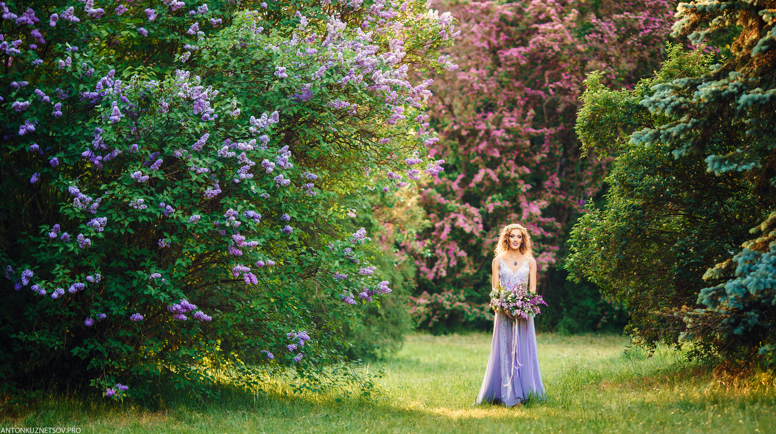 Акция на фотосъемку весеннего портрета в мае в Минске в цветущей сирен. Профессиональный свадебный фотограф в Минске Антон Кузнецов