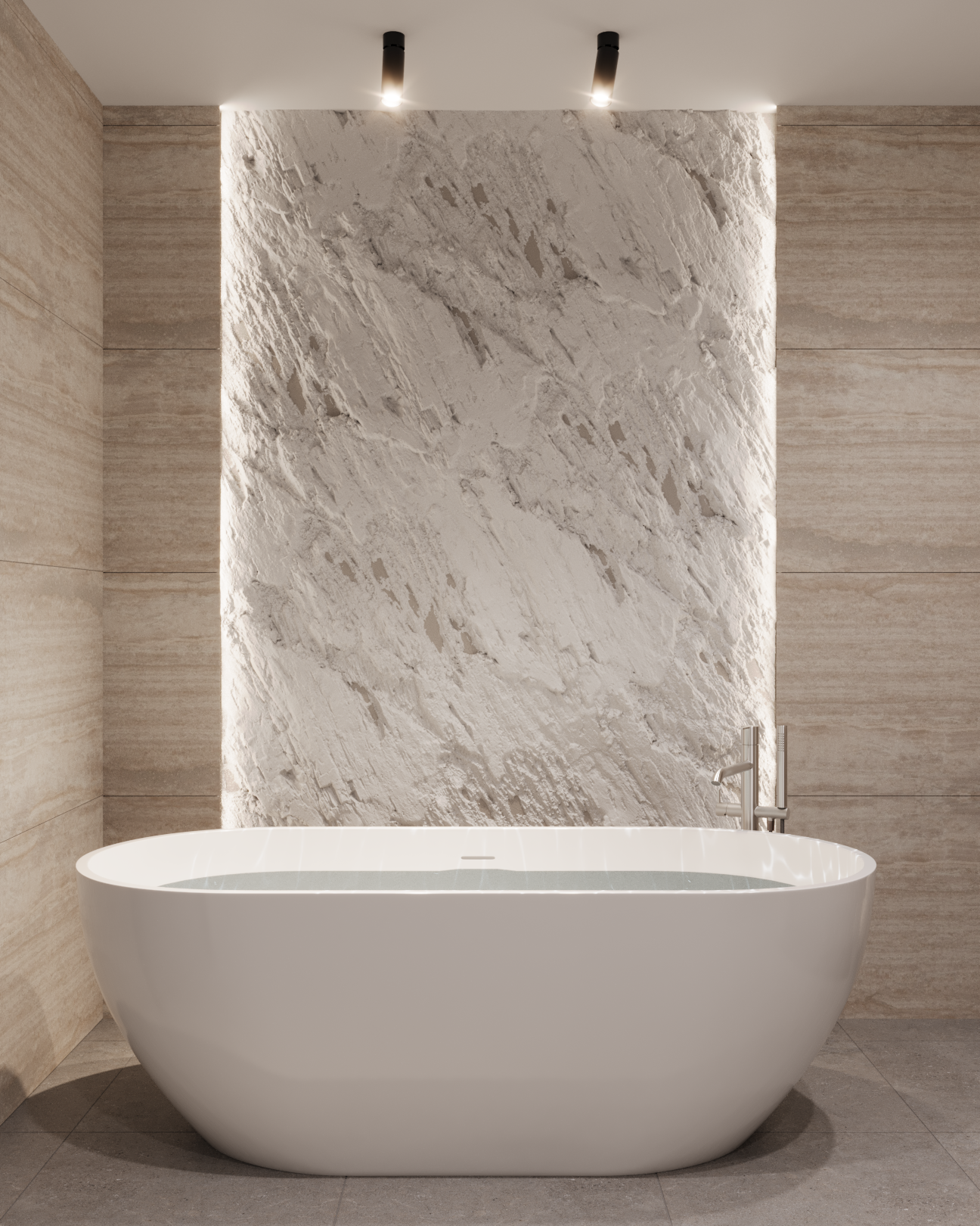 Дизайн проект ванной комнаты с отдельно стоящей ванной