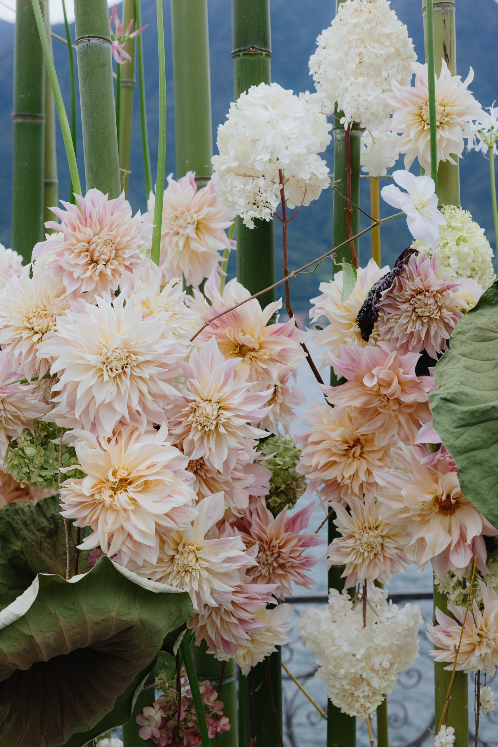 Floral wedding decoration photographed in editorial style
