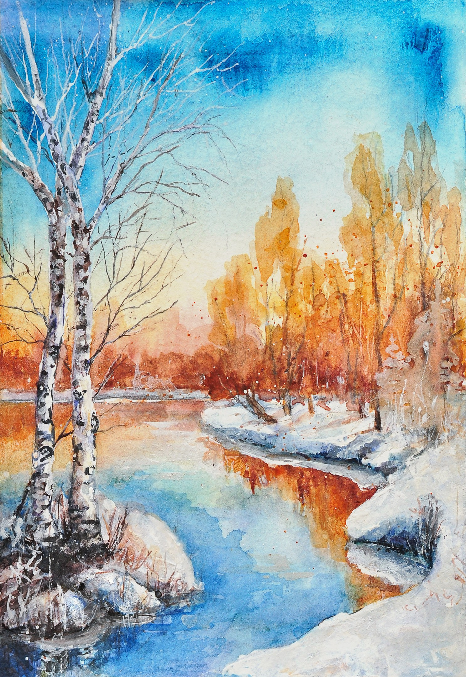 Landscapes in watercolor & acrylic