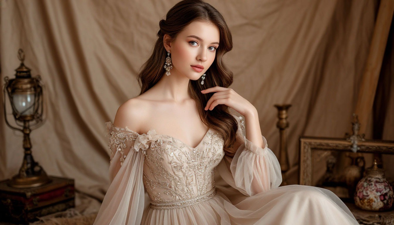 Стили фотосессий для девушек. Ампир. Потрет девушки сидя.