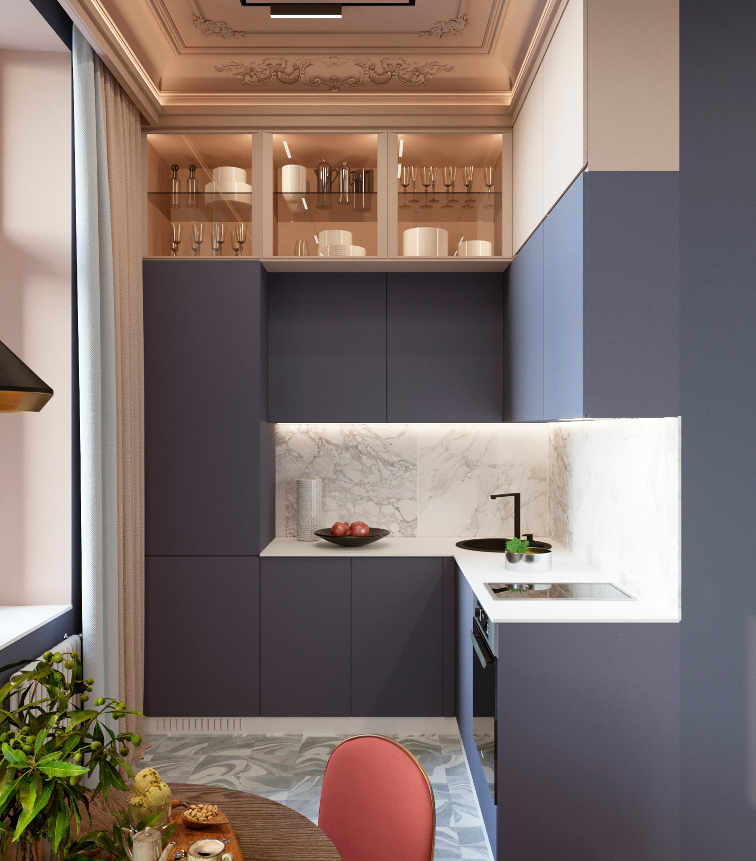 Дизайн кухни в студии