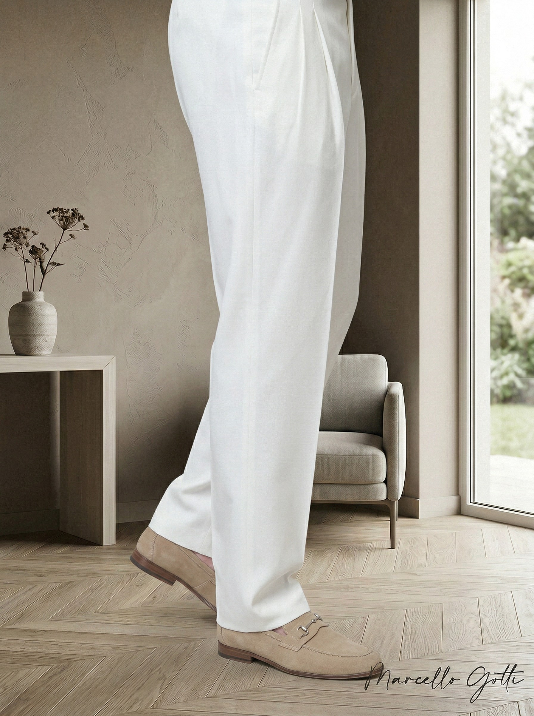 Генерация имиджевого контента для белых брюк