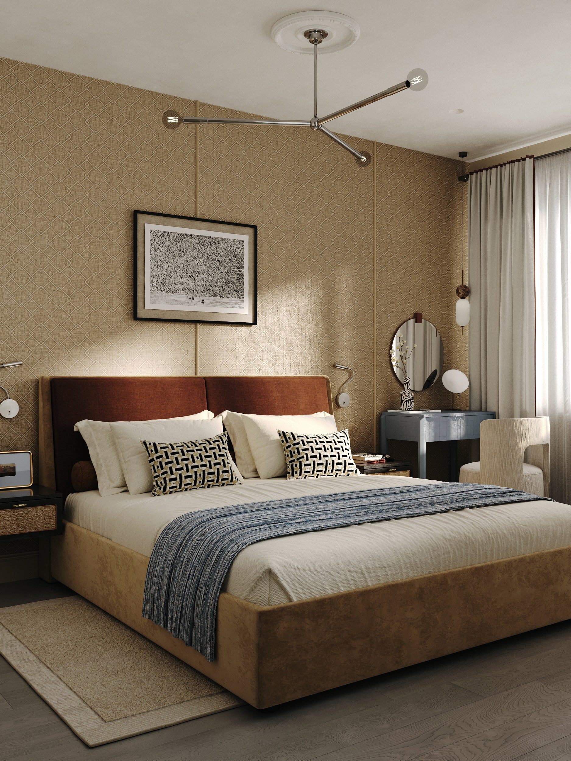 WARM MORNING BEDROOM. Interior Visualization by Valerie Stetyukevich